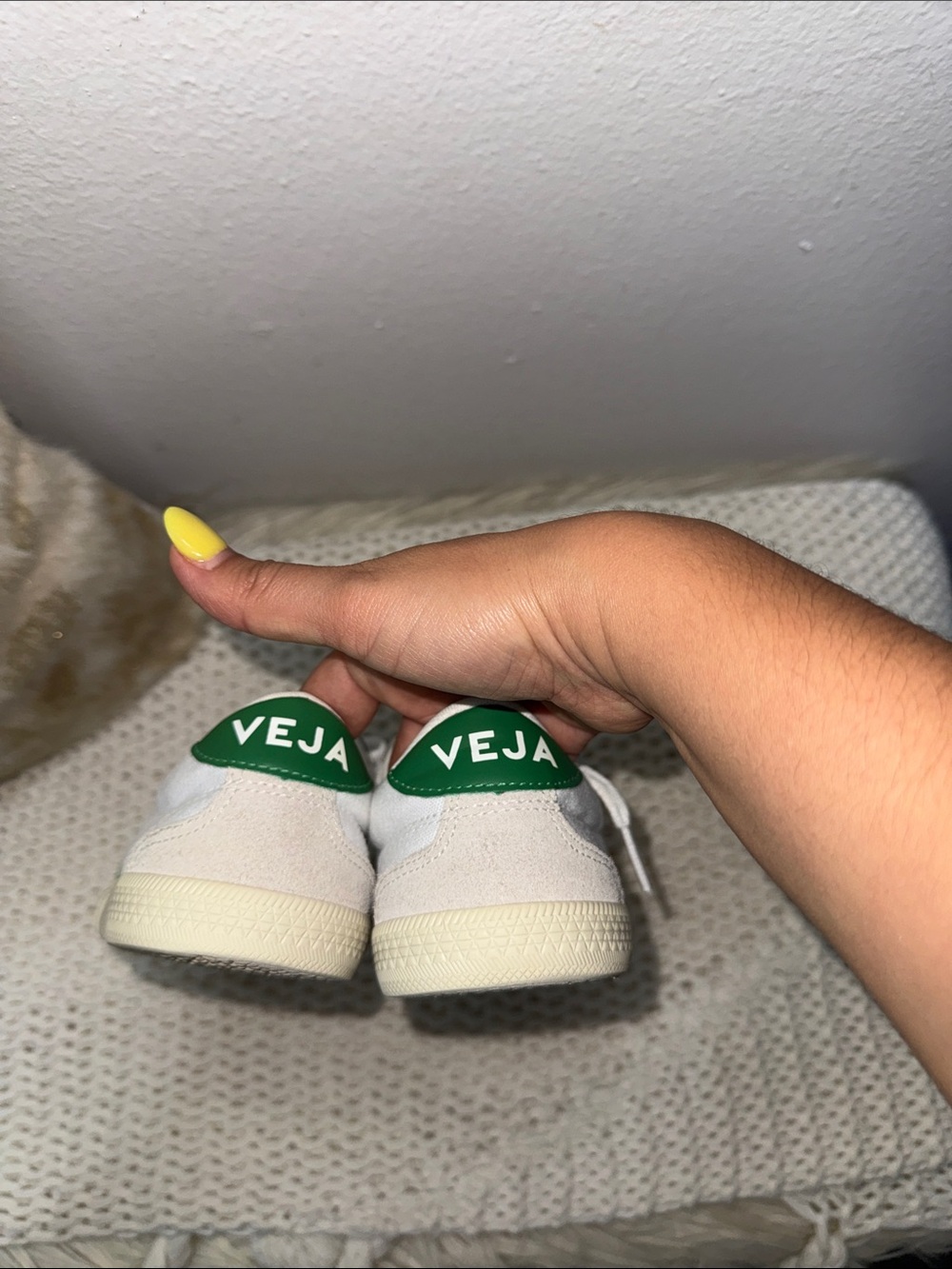 Veja Low-Top Sneakers in White and Green - Picture 4 of 6